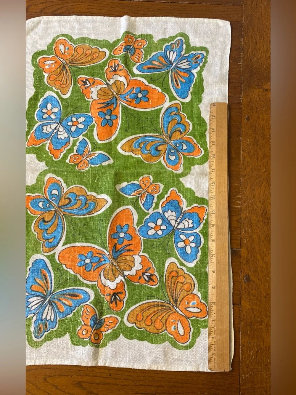 VTG 60s 70s Linen Retro Kitschy Dish Towel Hippie Butterflies